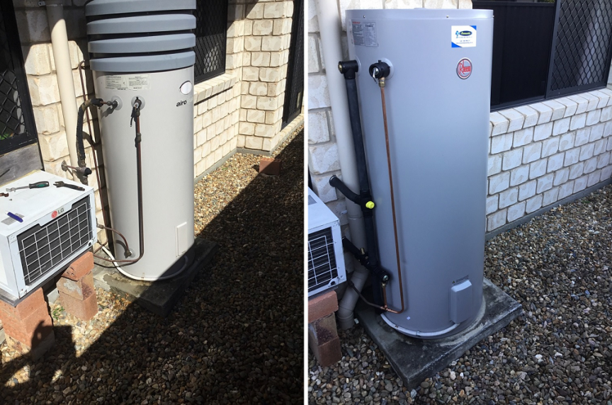 Before and after Hot Water System Replacement — Reliable Local Plumbers in Gold Coast