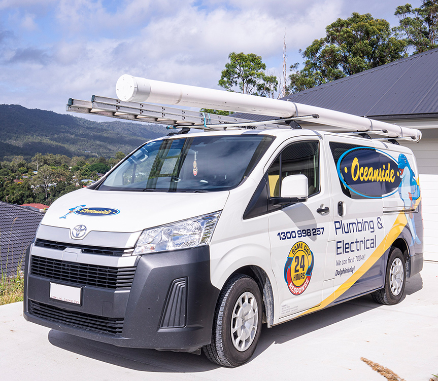 Parked Oceanside Services Vehicle — Reliable Local Plumbers in Gold Coast