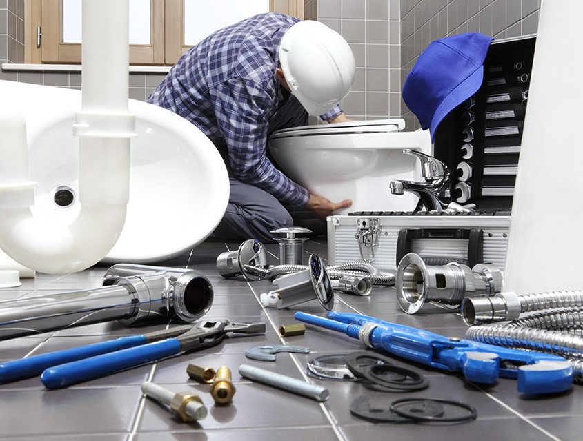 Installing Bathroom Sink and Toilet Bowl — Reliable Local Plumbers in Kingscliff, QLD