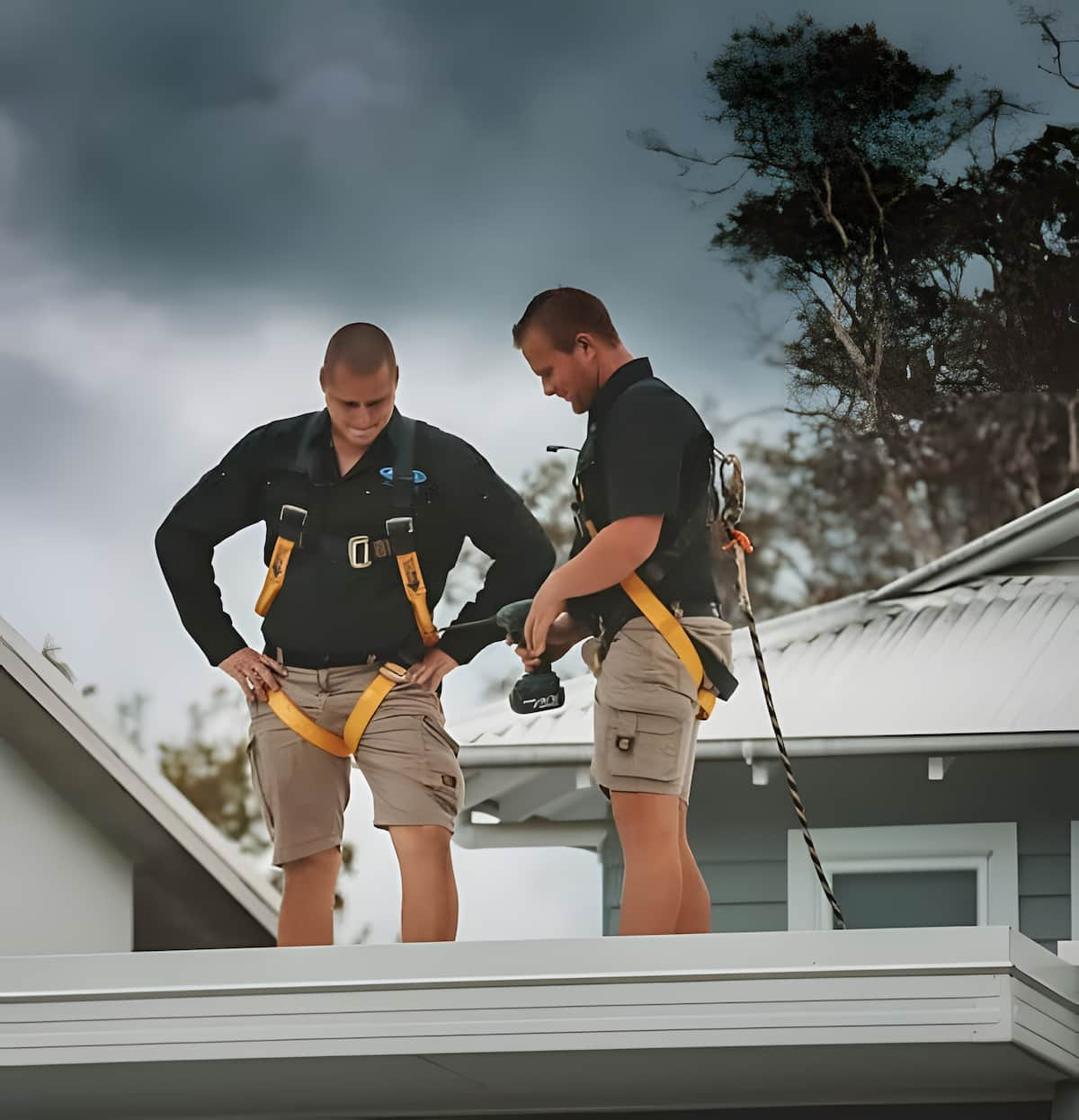 Workers on roof — Reliable Local Electricians in Helensvale, QLD