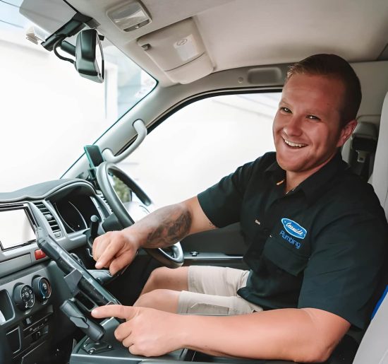 Oceanside staff inside his van — Reliable Local Electricians in Helensvale, QLD